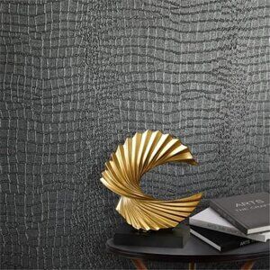 Removable Crocodile Wallpaper Black 17.3" x 118" Peel Stick
